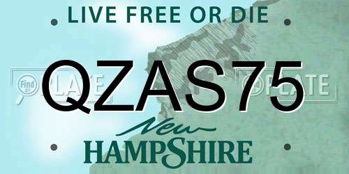 QZAS75 New Hampshire License Plate