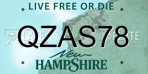 QZAS78 New Hampshire License Plate
