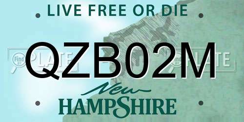 QZB02M New Hampshire License Plate