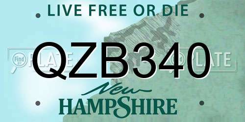 QZB340 New Hampshire License Plate