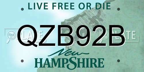 QZB92B New Hampshire License Plate