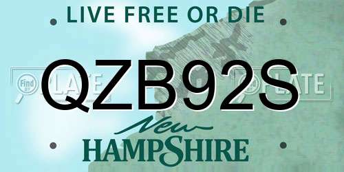 QZB92S New Hampshire License Plate