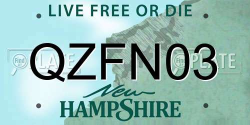 QZFN03 New Hampshire License Plate