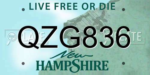 QZG836 New Hampshire License Plate