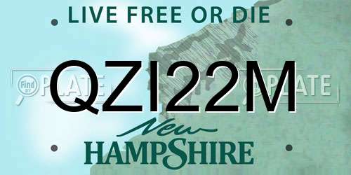 QZI22M New Hampshire License Plate