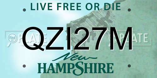 QZI27M New Hampshire License Plate