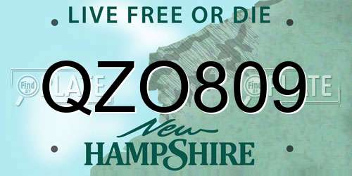 QZO809 New Hampshire License Plate
