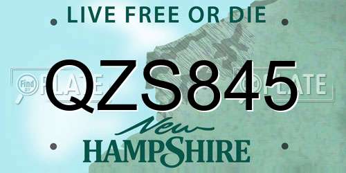 QZS845 New Hampshire License Plate