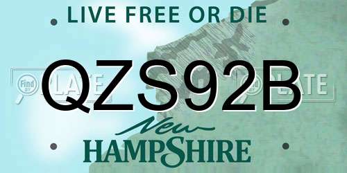 QZS92B New Hampshire License Plate