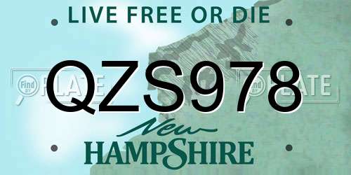 QZS978 New Hampshire License Plate