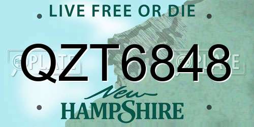 QZT6848 New Hampshire License Plate