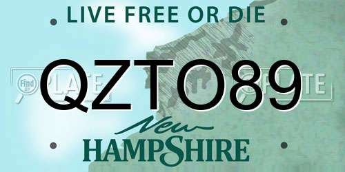 QZTO89 New Hampshire License Plate