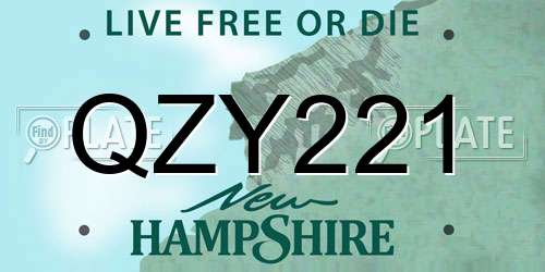 QZY221 New Hampshire License Plate