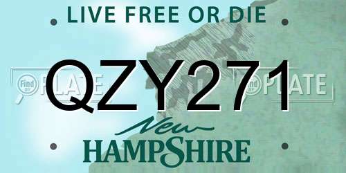 QZY271 New Hampshire License Plate