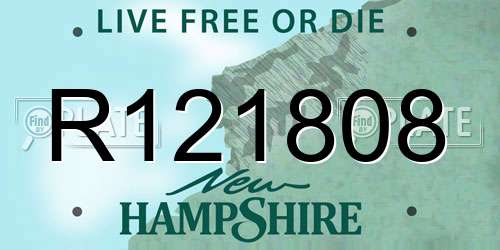 R121808 New Hampshire License Plate