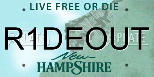 R1DEOUT New Hampshire License Plate