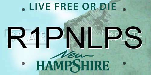 R1PNLPS New Hampshire License Plate