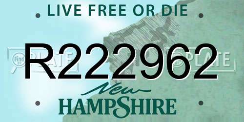 R222962 New Hampshire License Plate