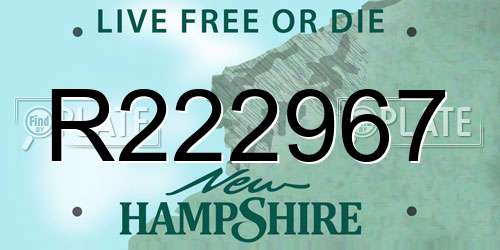 R222967 New Hampshire License Plate