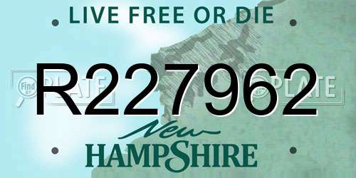 R227962 New Hampshire License Plate
