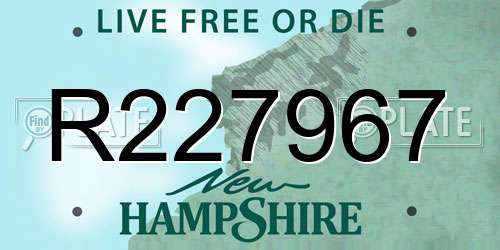 R227967 New Hampshire License Plate