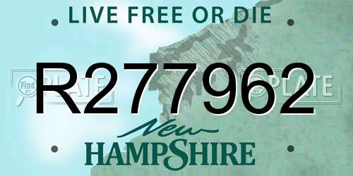 R277962 New Hampshire License Plate