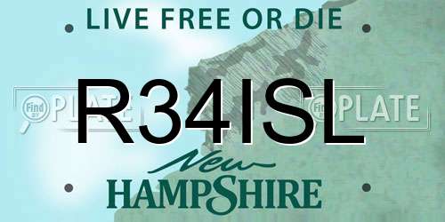 R34ISL New Hampshire License Plate
