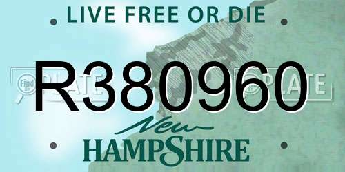 R380960 New Hampshire License Plate