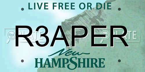 R3APER New Hampshire License Plate