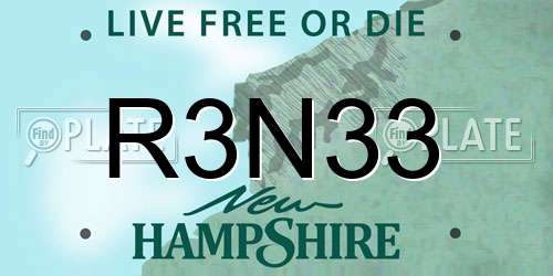 R3N33 New Hampshire License Plate