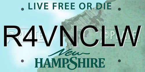 R4VNCLW New Hampshire License Plate