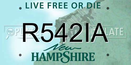 R542IA New Hampshire License Plate