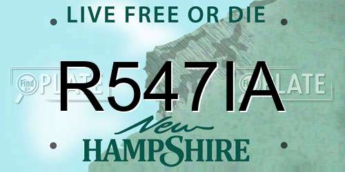 R547IA New Hampshire License Plate