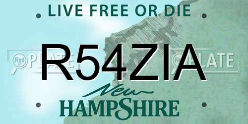 R54ZIA New Hampshire License Plate
