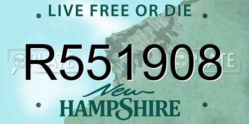 R551908 New Hampshire License Plate