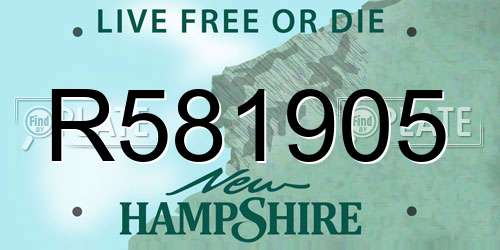 R581905 New Hampshire License Plate