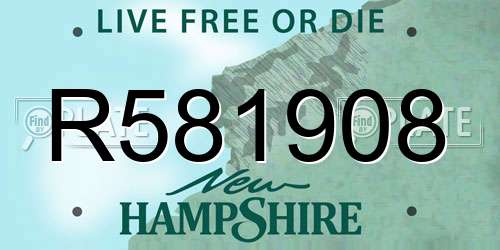 R581908 New Hampshire License Plate