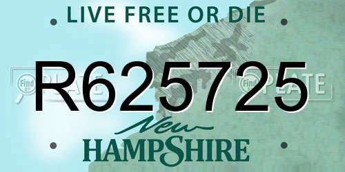 R625725 New Hampshire License Plate