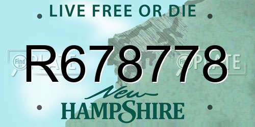 R678778 New Hampshire License Plate