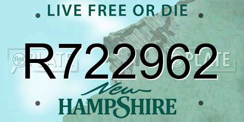 R722962 New Hampshire License Plate