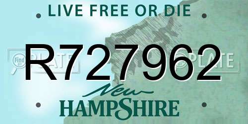 R727962 New Hampshire License Plate