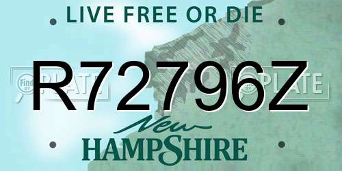 R72796Z New Hampshire License Plate