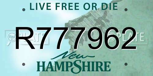 R777962 New Hampshire License Plate