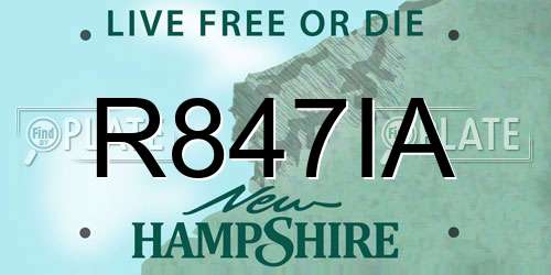 R847IA New Hampshire License Plate