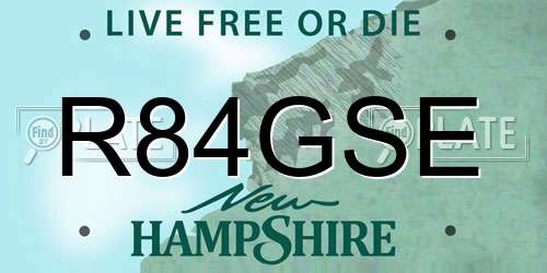 R84GSE New Hampshire License Plate