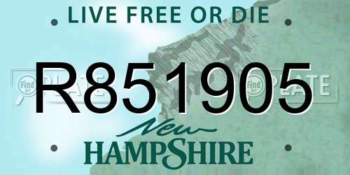 R851905 New Hampshire License Plate