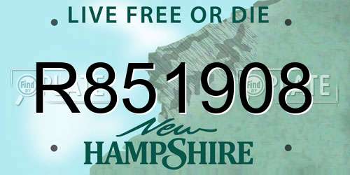 R851908 New Hampshire License Plate