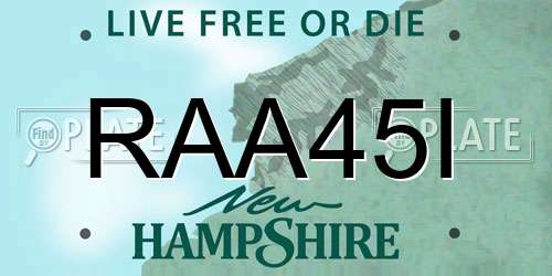 RAA45I New Hampshire License Plate