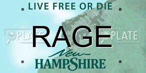 RAGE New Hampshire License Plate