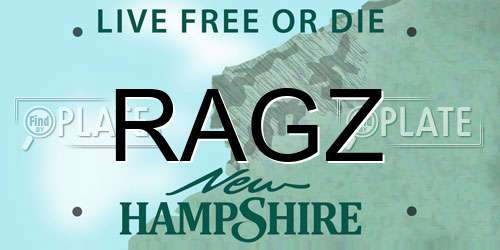 RAGZ New Hampshire License Plate
